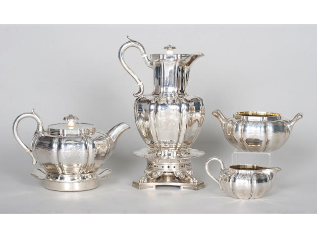 A William IV four piece tea set By John Bridge, 1832,