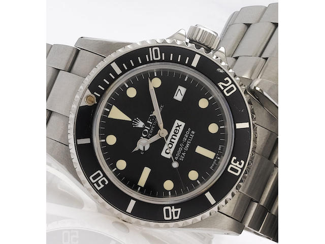 Rolex. A fine and rare stainless steel automatic calendar bracelet watch with fitted boxSea-Dweller, Comex 3041, Ref:16660, 1981