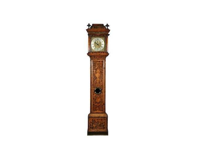 An early 18th Century and later walnut and marquetry-cased 8-day long-case clock by John Shaw of Holborn(e) sold with two weights plus pendulum