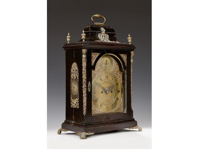 A George III ebonised and gilt brass mounted bracket clock