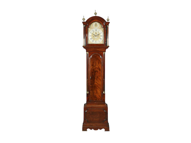 A mahogany-cased 8-day long-case clock signed "Michell Ball, London" sold with two weights, pendulum and winder, plus separate trunk and hood door keys