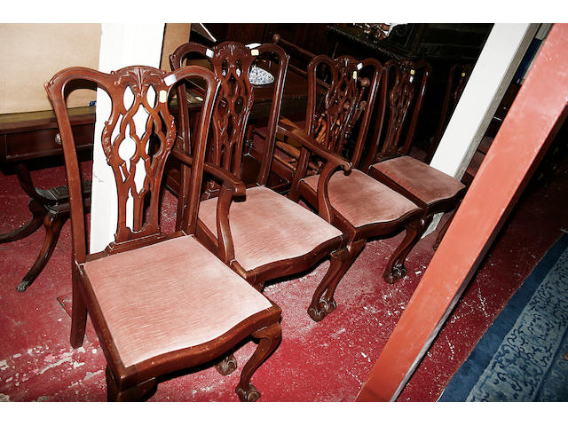 A set of six 20th Century mahogany Chippendale style dining chairs