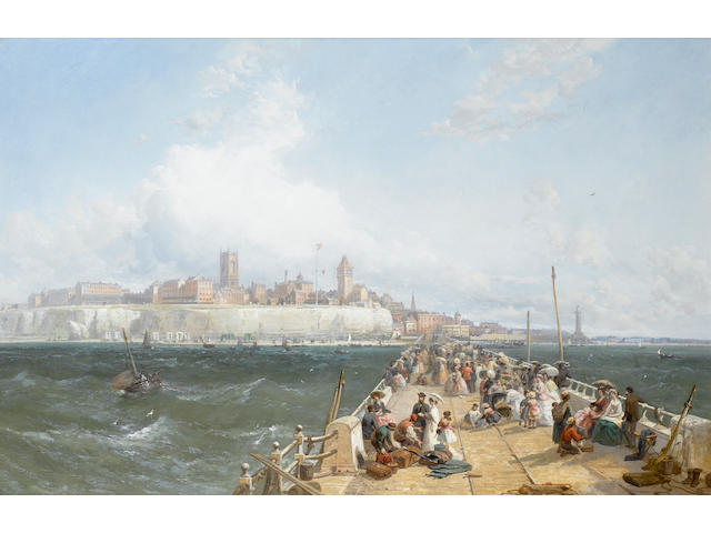 James Webb (British, 1825-1895) A view of Margate from the Pier 66.5 x 102 cm. (26 1/2 x 40 in.)