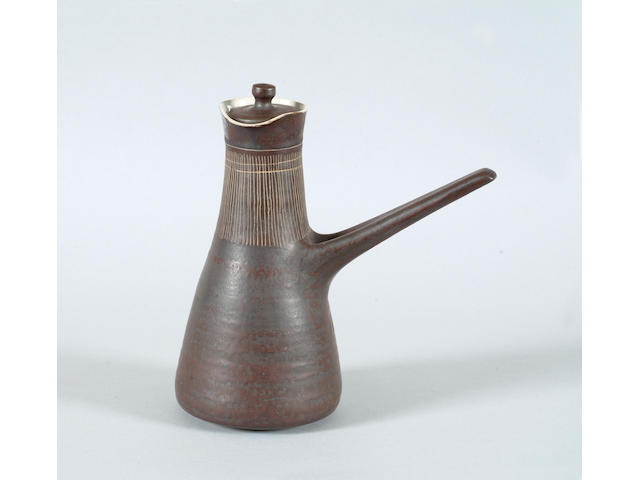 Dame Lucie Rie a side-handled Coffee Pot Height 22cm (8 5/8in.)