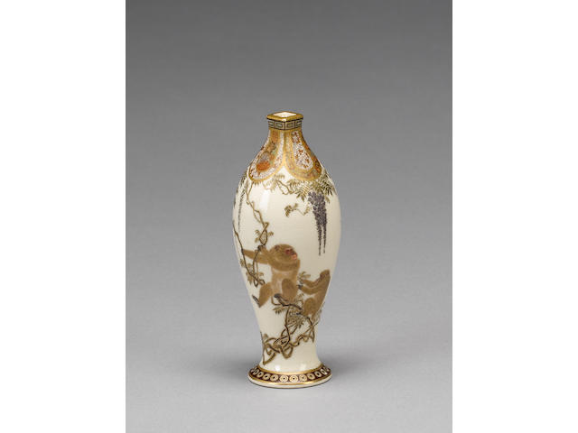 A miniature Kyoto-Satsuma vase by Yabu Meizan;