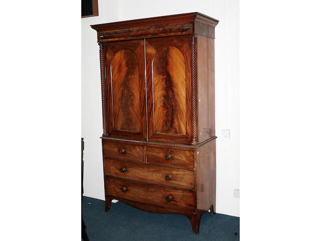 A William IV mahogany linen press