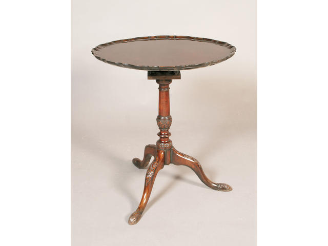 A George III and later mahogany tripod table,