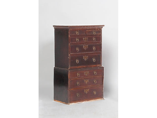 A George III miniature mahogany chest on chest,
