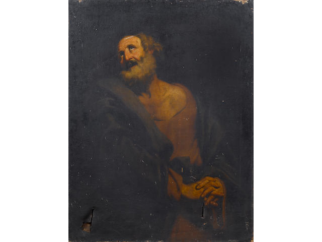 Studio of Giovanni Giacomo Sementi (Bologna 1580-1636 Rome) A male saint 126.8 x 97.5 cm. (49 7/8 x 38 3/8 in.) unframed