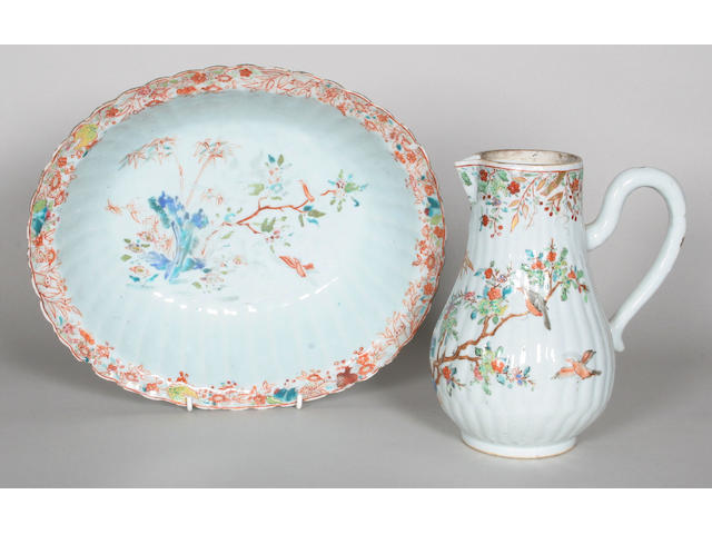 A Chinese export ewer and basin, 18th century,