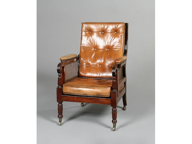 A late Regency mahogany library chair