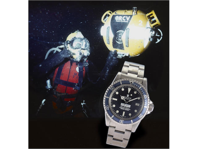 Rolex. A rare stainless steel automatic centre seconds divers watch made for Comex together with divers log books and photographic historySea-Dweller, 'Comex 2213' Ref:1665, Case No.6193052, 1979