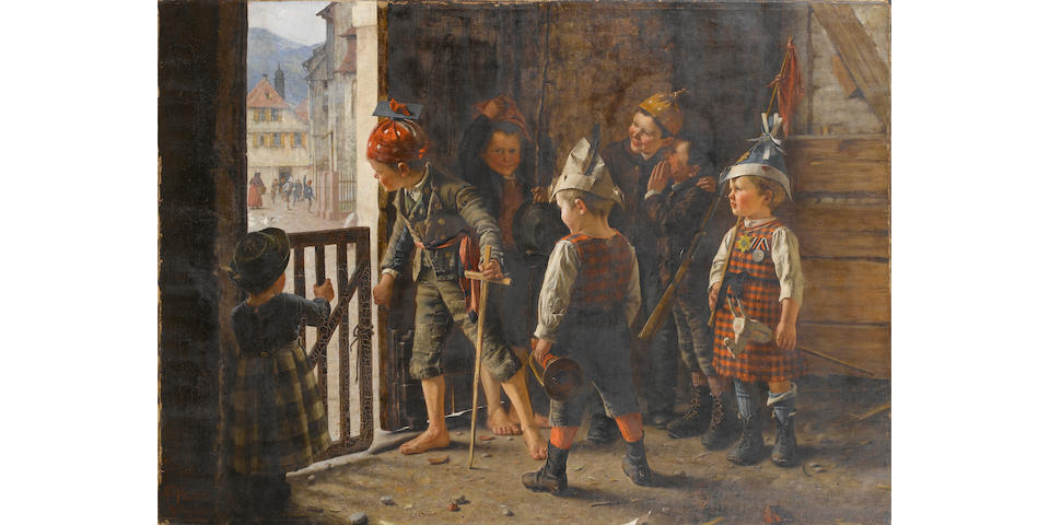 Theodore Kleehaas (German, 1854-1929) Preparing the attack 90.5 x 125.5 cm. (35 1/2 x 49 1/2 in.)