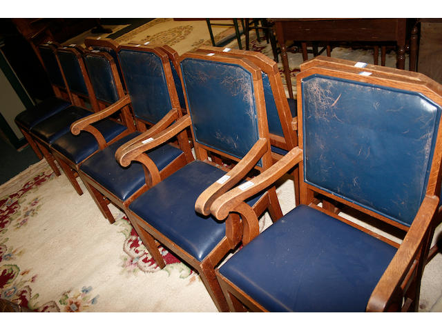A set of ten oak framed chairs