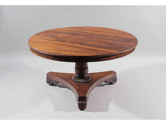 A William IV rosewood circular breakfast table