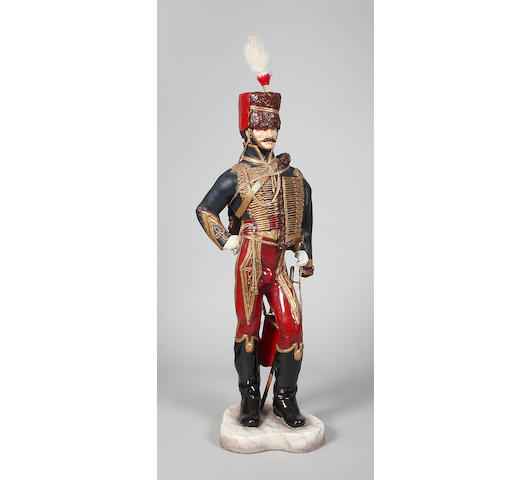 Michael J Sutty bone china figure '11th Hussars, 1857 'The Cherry Pickers'dated 1991,