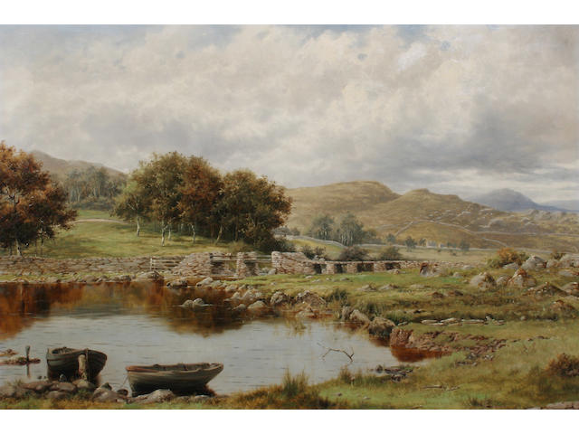 William Henry Mander (British, 1850-1922) 'Bridge and Lake at Capel Curig, N.W. -'