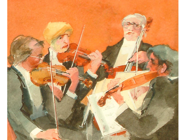 Frank Archer (British, 1912-1995) The quartet (together with a watercolour by Herbert Neville (2))