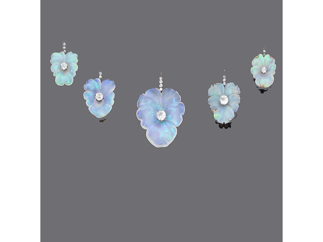 An assortment of opals, rubies, emeralds and diamonds (partially illustrated)