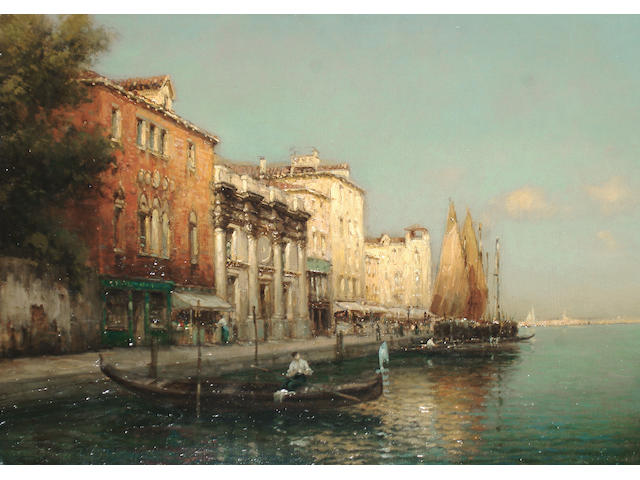 Antoine Bouvard (French, 1870-1956) A Venetian canal scene
