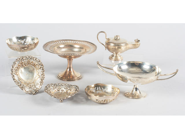 A pair of late Victorian heart-shaped silver bon bon dishes By S. Blanckensee and Sons Ltd., Birmingham, 1897,  (7)