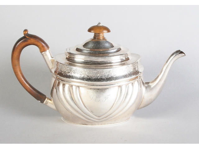 A George III silver teapot, Maker's mark 'JW', 1804,