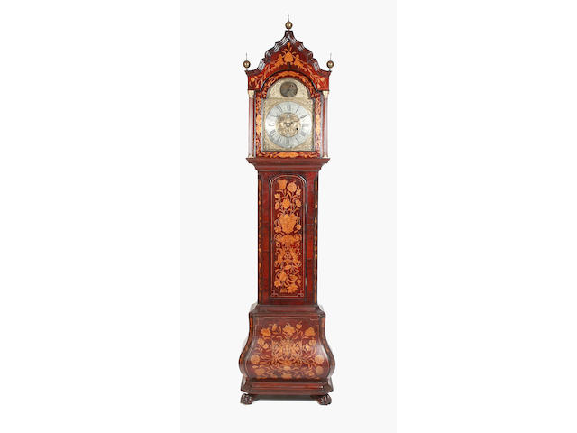 A Dutch marquetry inlaid longcase clock,