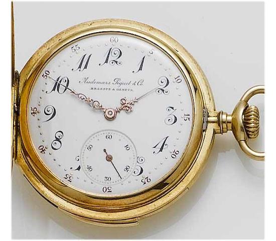 Audemars Piguet & Co. A fine late 19th century 18ct gold full hunter minute repeating pocket watch Case No.7508