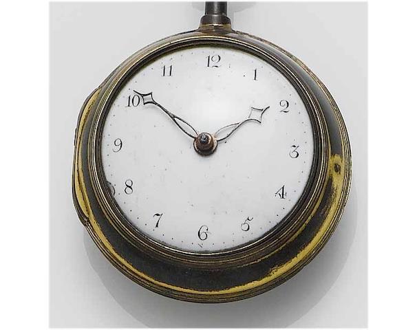 James Asby, London: A late 18th Century gilt pair case pocket watch,
