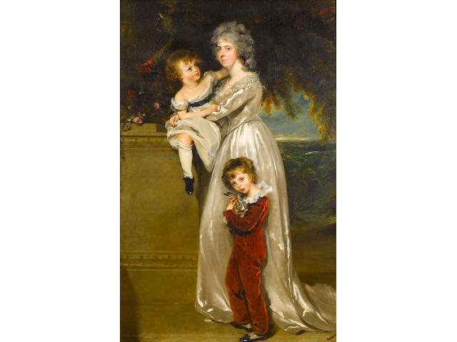 Sir Thomas Lawrence (Bristol 1769-1830 London) Portrait of Mrs Arthur Annesley, 219.4 x 145.7 cm. (86 3/8 x 57 3/8 in.) with a further 19 cm. (7&#189; in.) of the top edge folded over the stretcher