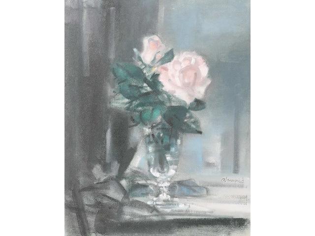 Edmund Blampied (Jersey, 1886-1966) 'Rose', signed, signed and inscribed on the reverse, oil on board, 45.4 x 35.9cm.
