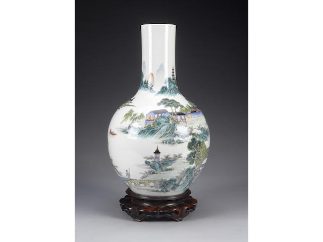 A famille rose bottle vase, Jurentang mark