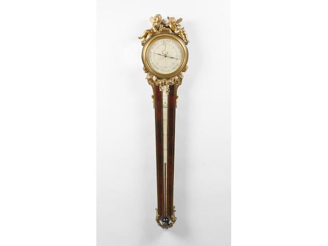 A late 19th century French ormolu and mahogany barometer Unsigned  105cm (41.5in) long.