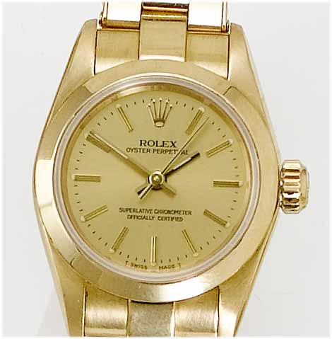 Rolex. A lady's 18ct gold centre seconds bracelet watch Oyster, 1995