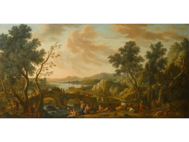 Attributed to Vittorio Amadeo Cignaroli (Turin 1747-1793) An extensive river landscape