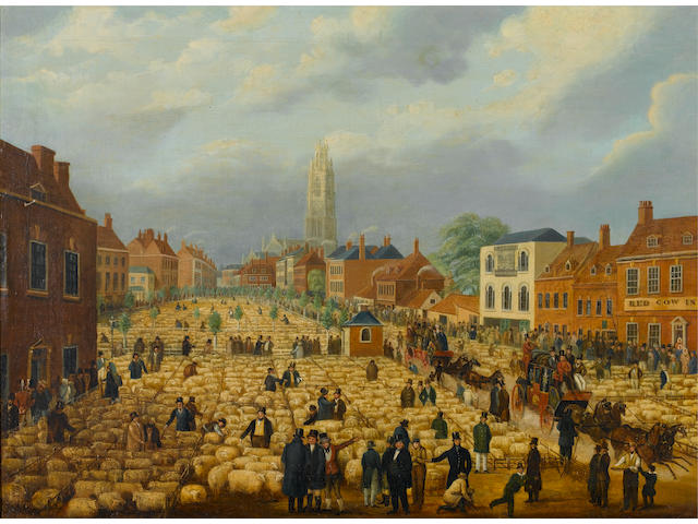 After George Northouse The Boston May Sheep Fair 63.5 x 86.4cm. (25 x 34in.)