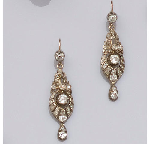 A pair of late Victorian diamond earpendants