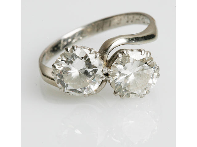 A diamond two-stone ring