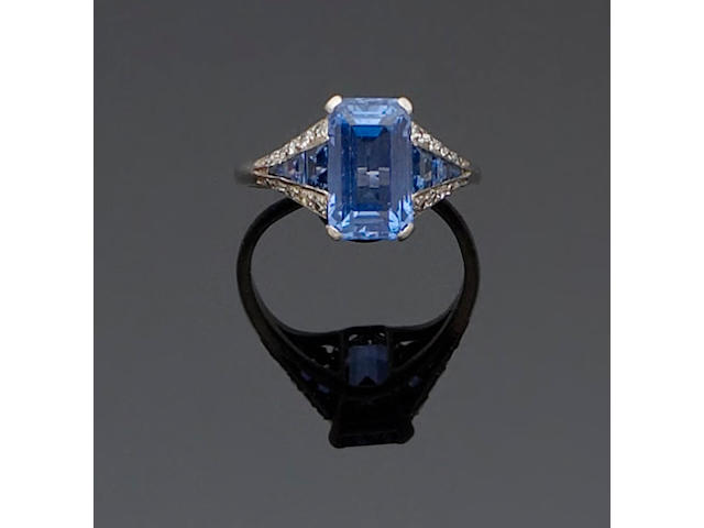An Art Deco sapphire and diamond ring