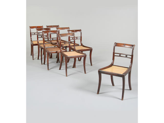 A set of eight Regency mahogany dining chairs attributed to Gillows