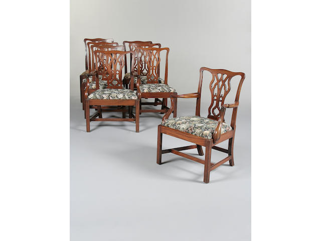 A set of eight 19th century Chippendale style mahogany dining chairs