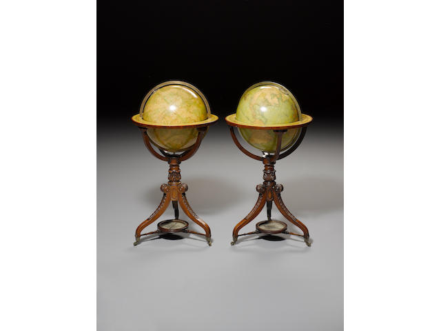 A pair of W & T.M.Bardin 18-inch terrestrial and celestial library globes, English, circa 1830, 2