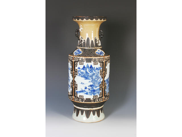 A large Chinese blue and white vase 19th Century