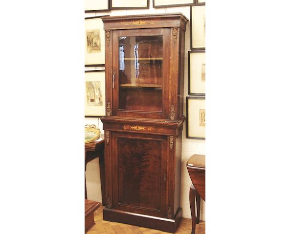 A Victorian walnut and inlaid two-tier cabinet