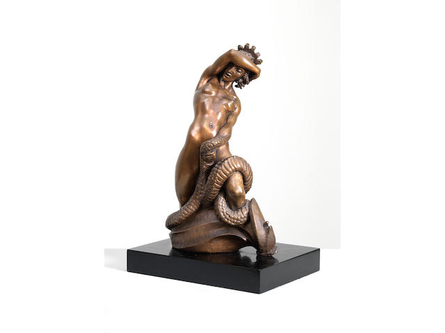 Barbara Tribe (Australian, 1913-2000) Medusa (including wooden base)