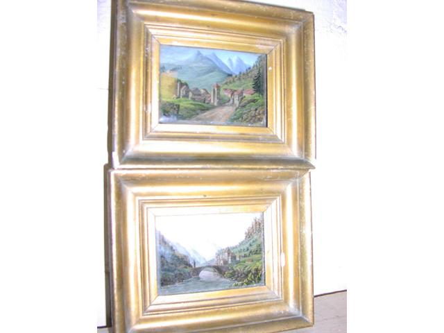 Continental School, (19th Century) Le Pont de St Maurice, and another similar, 6.5 x 9.5cm.  ((a pair) (2))