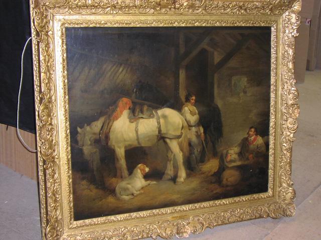 George Morland (British, 1763-1804) A stable interior, 64 x 76cm.