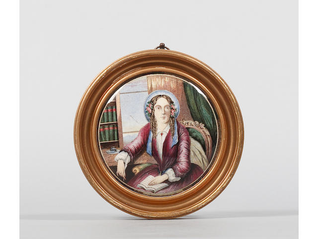 A potlid entitled Harriet Beecher Stowe