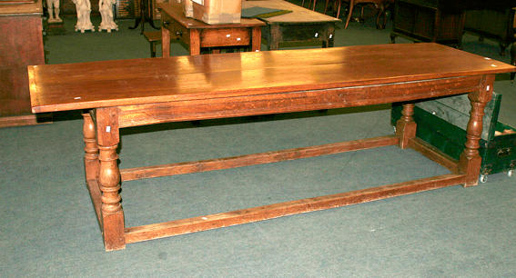 A 20th century oak refectory table