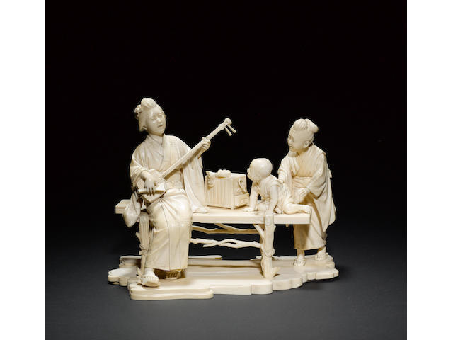 An extremely impressive ivory okimono Meiji Period